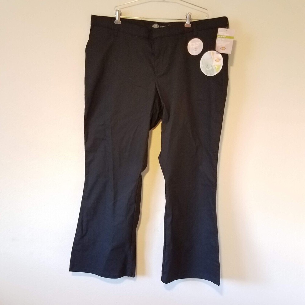 Dickies Women's Size 24R Slim Fit Bootcut Stretch Twill Pants Black FP191BK New